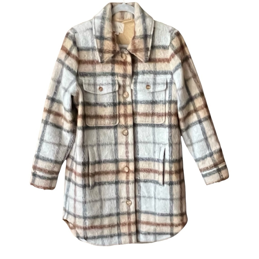 Loft plaid Wool Blend Lined Coat Jacket. Size M